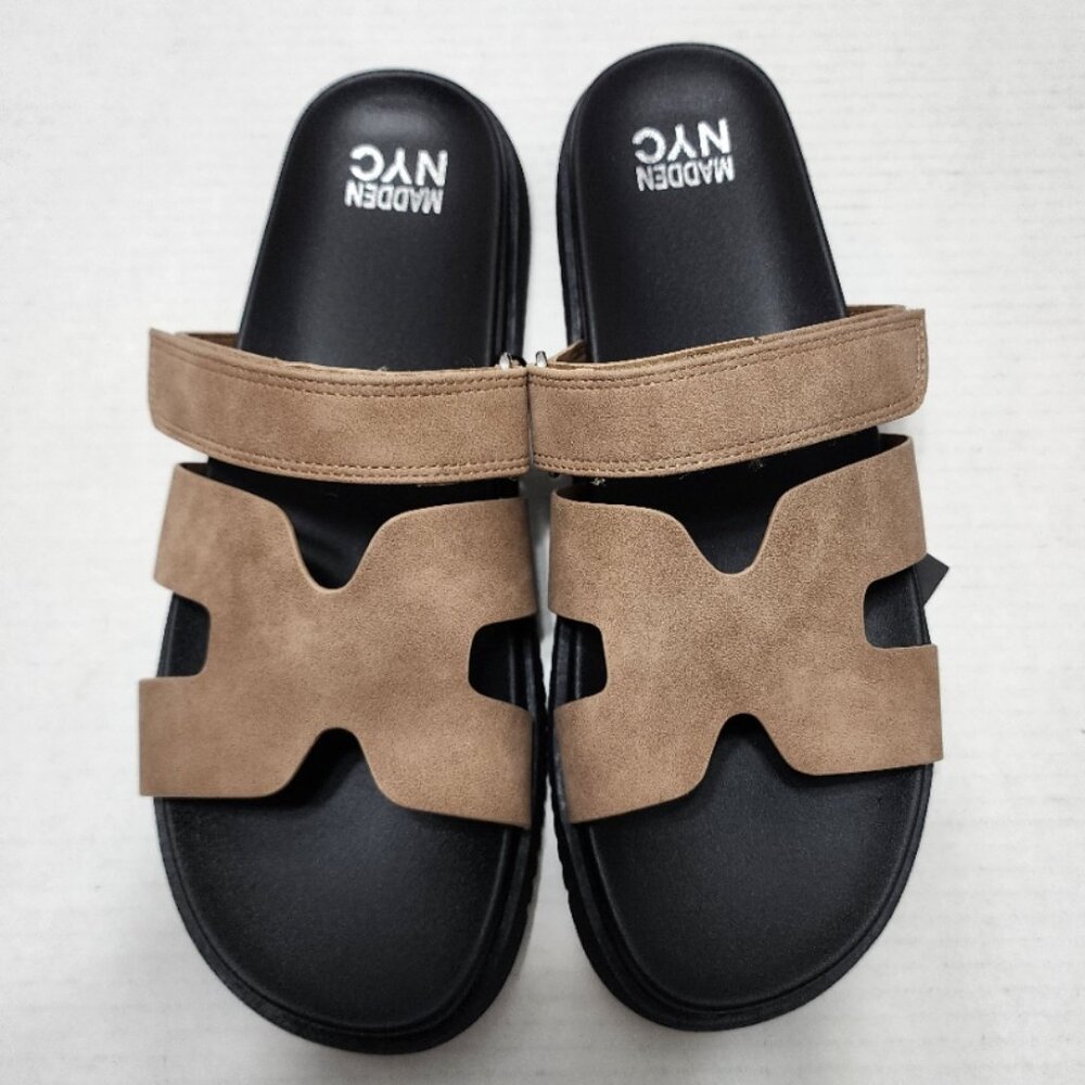 New Madden NYC Footbed Sandals - Beige - Size 8.5